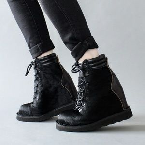 Mihara Yasuhiro pony hair wedge hiking boots 6